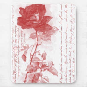 Mousepad Design de Cartão Postal rosa vermelha