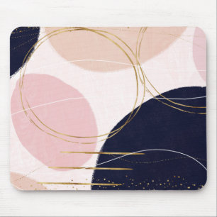 Mousepad Design de cor rosa mínimo de traços e círculos