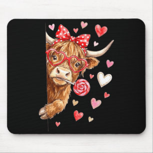 Mousepad Design de coração de doce de São Valentão de vaca