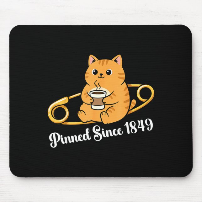 Mousepad design de dia de alfinete de café de gato engraçad (Frente)