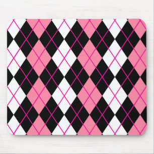 Mousepad Design de diamante argila rosa preto e branco