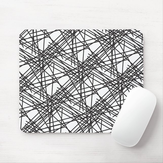 Mousepad Design de Efeito de Malha em Linha Preta (Com mouse)