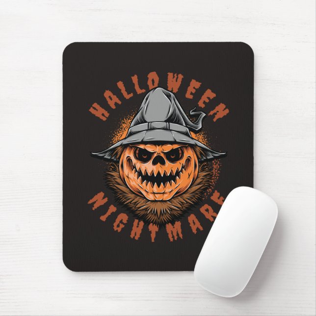 Mousepad Design de Espantalho de Abóbora de Halloween (Com mouse)