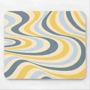 Mousepad Design de espiral abstrato amarelo e azul