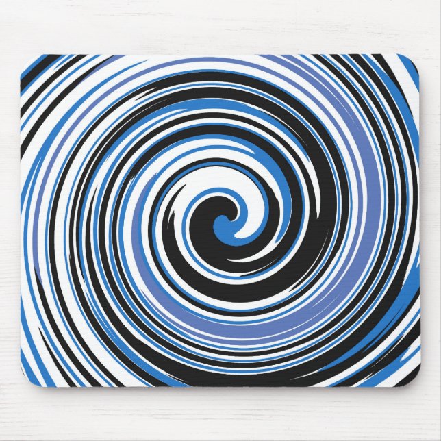 Mousepad design de espiral preto e azul (Frente)