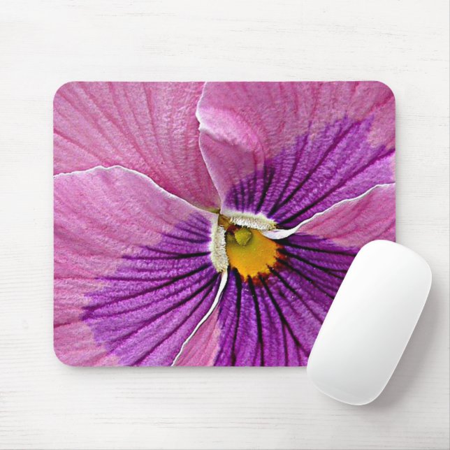 Mousepad Design de Flor Rosa Rosa bonito Violeta e Roxo (Com mouse)