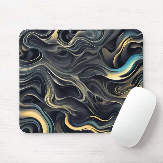 Mousepad Design de fumaça Dourada em preto (Com mouse)