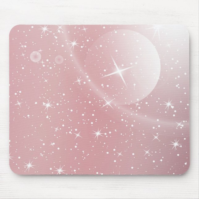 Mousepad Design de Galáxia da Lua Rosa Gradiente Pastel Sta (Frente)