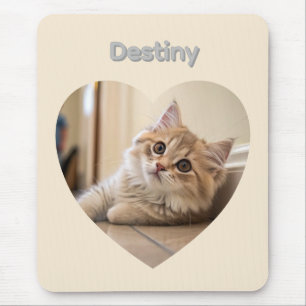 Mousepad Design de Gato em Forma de Coração