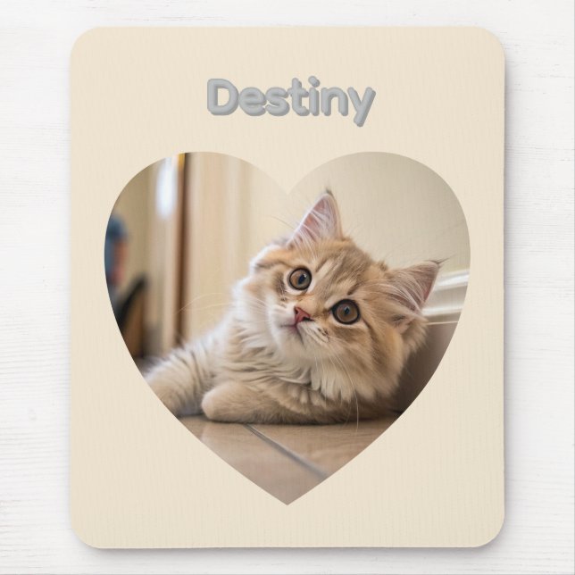Mousepad Design de Gato em Forma de Coração (Frente)