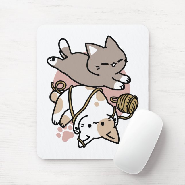 Mousepad Design de Gatos Fofos e Divertidos – Arte Divertid (Com mouse)