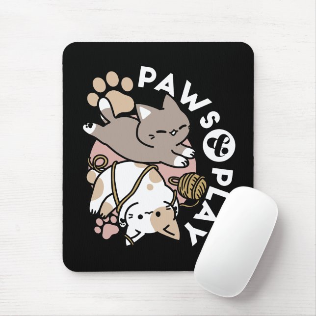Mousepad Design de Gatos Fofos e Divertidos – Arte Divertid (Com mouse)