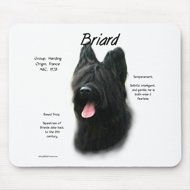 Mousepad Design de História Briard (preto) (Frente)