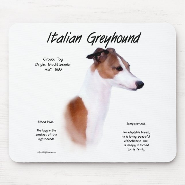 Mousepad Design de História de Greyhound Italiano (Frente)