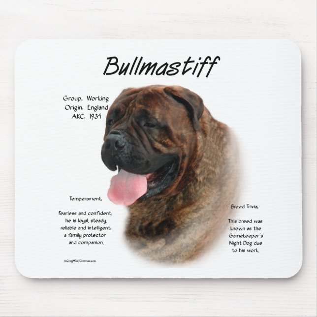 Mousepad Design de Histórico de Bullmastiff (brindle) (Frente)