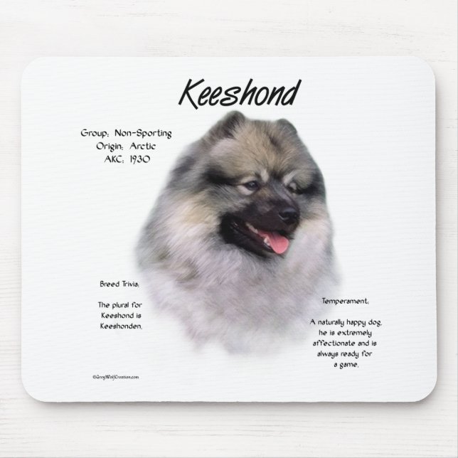 Mousepad Design de Histórico de Keeshond (Frente)