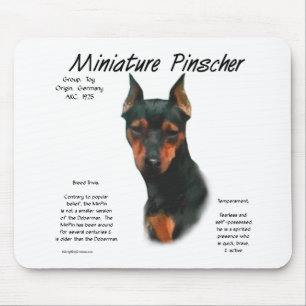 Mousepad Design de histórico do Pinscher Miniatura (preto/f