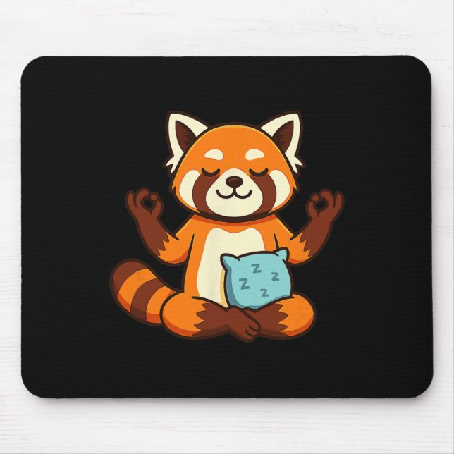 Mousepad Design de Ioga e Meditação Zen com Panda Vermelho  (Frente)