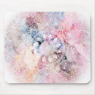 Mousepad Design de mandala branco de cor branca