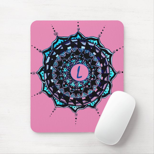 Mousepad Design de Mandala Inicial Personalizada (Com mouse)