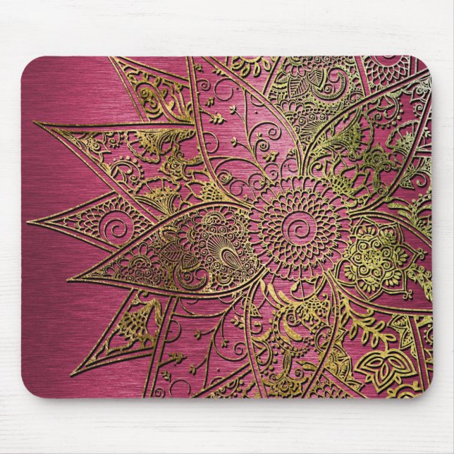 Mousepad Design de mão desenhada com um hena de flor da moe (Frente)