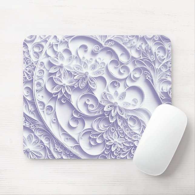 Mousepad Design de margarida de enrolamento de papel roxo (Com mouse)
