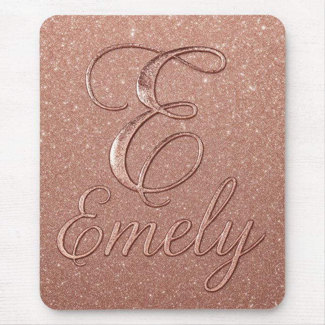 Mousepad Design de nome de brilho Dourado do Rosa personali (Frente)