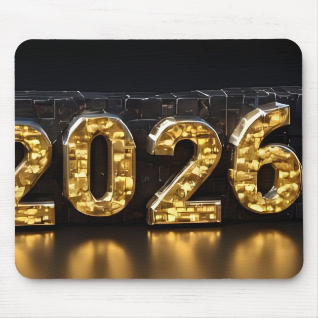 Mousepad Design de Número 3D para Ano Novo 2026 (Frente)
