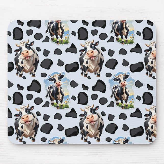 Mousepad Design de padrão animal de vaca (Frente)