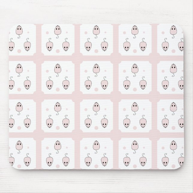 Mousepad Design de padrão contínuo de rato rosa - Decoração (Frente)