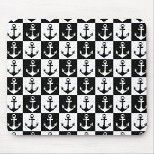 Mousepad Design de Padrão de Âncora de Verificação Branco P
