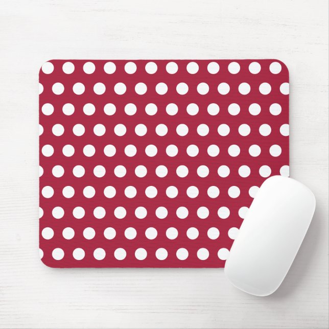 Mousepad Design de padrão de bolinhas brancas em vermelho-b (Com mouse)