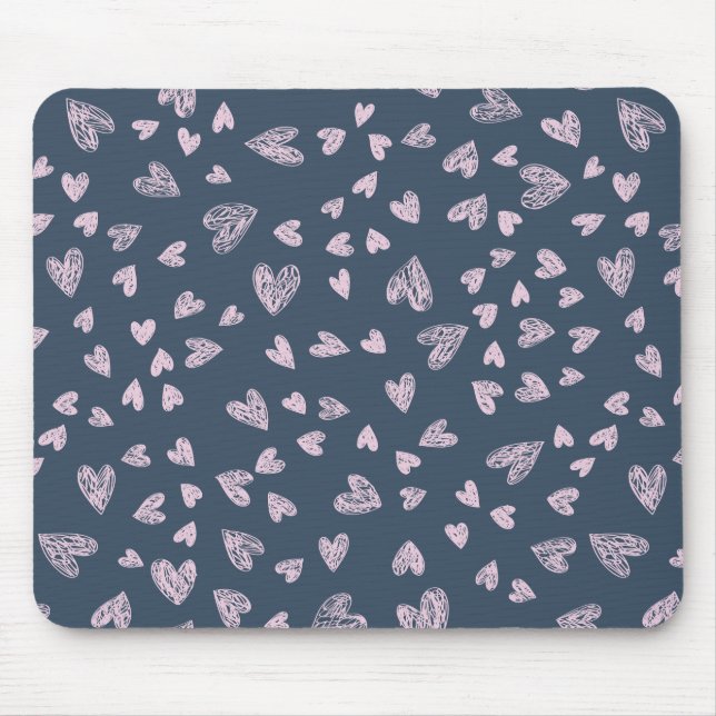 Mousepad Design de padrão de coração desenhado à mão (Frente)