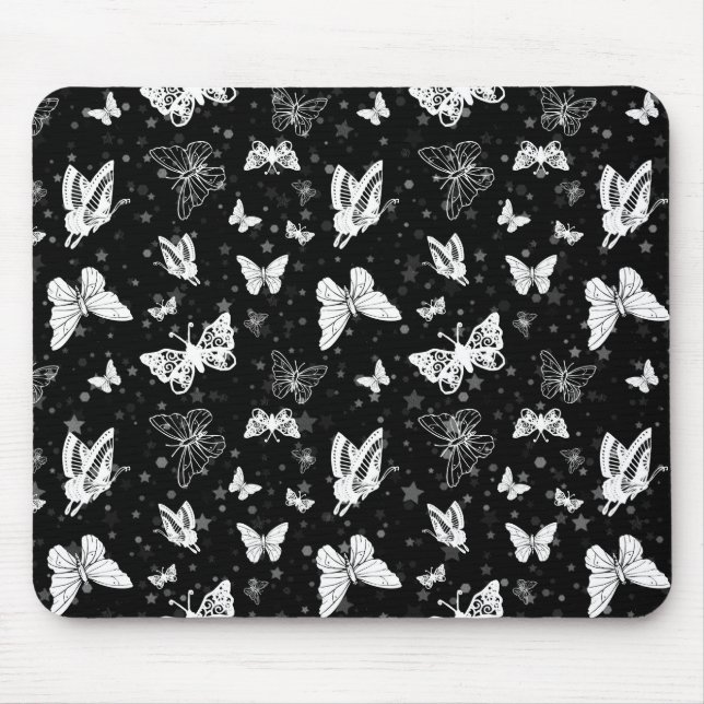 Mousepad Design de Padrão de Ilustração de Borboleta Branca (Frente)