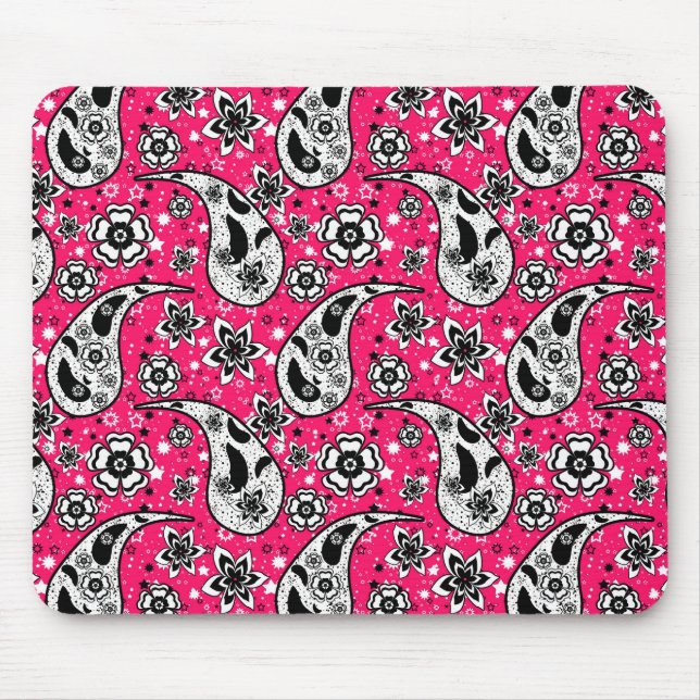 Mousepad Design de padrão de Paisley Floral rosa (Frente)