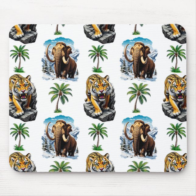 Mousepad Design de padrão de Tigre Sabertooth Ice Age Mammo (Frente)