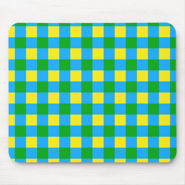 Mousepad Design de Padrão de Xadrez de Verificação Amarelo  (Frente)