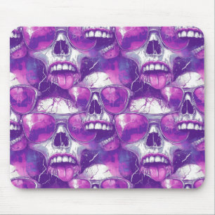 Mousepad Design de padrão do crânio com óculos de sol roxos