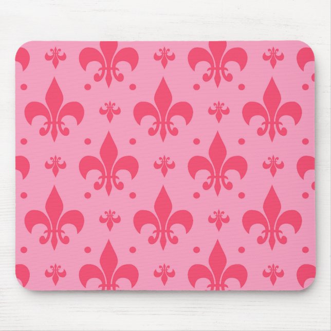 Mousepad Design de padrão rosa Fleur-de-lis (Frente)