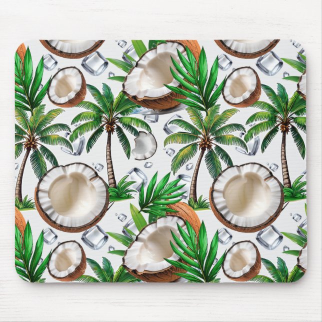 Mousepad Design de Padrão Tropical de Árvore de Coco (Frente)