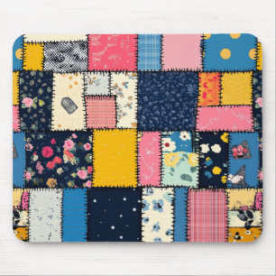 Mousepad Design de Patchwork Adorável, Padrão Reprodutivo