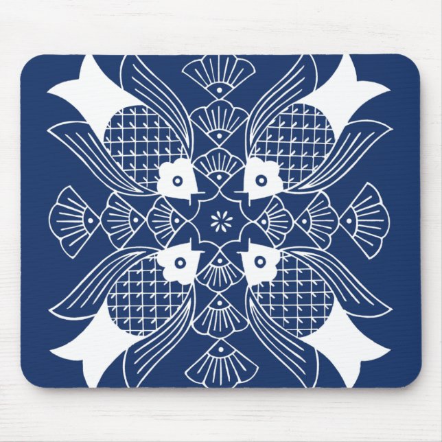 Mousepad Design de Peixes Submarinos com Fundo Azul (Frente)