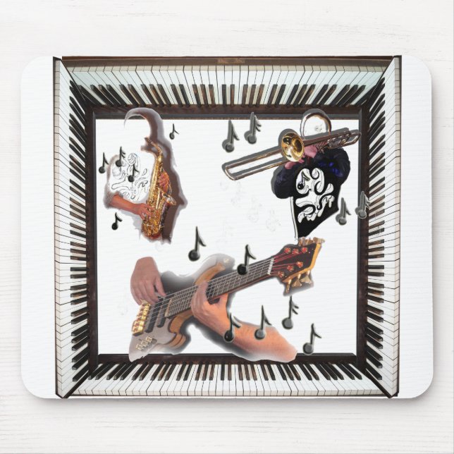 Mousepad Design de Piano de Trombone de Guitarra Saxofone (Frente)