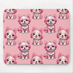 Mousepad Design de Puppy Dog Patterno - Rosa