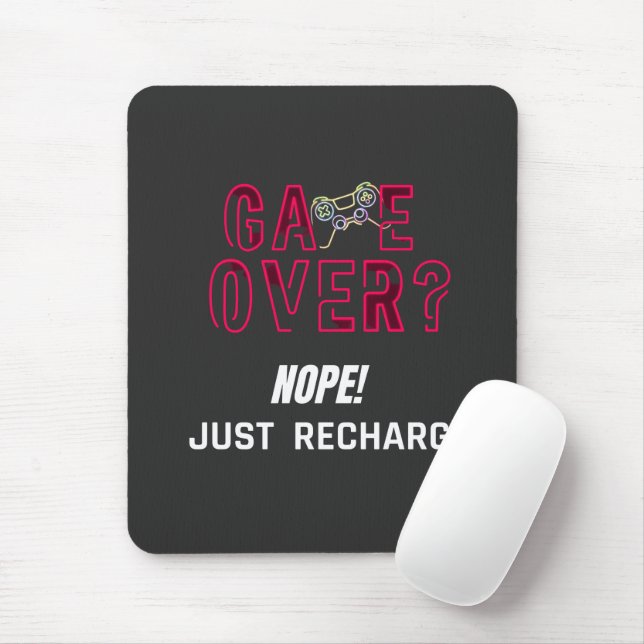 Mousepad Design de Recarga de Gamer Neon Game Over (Com mouse)