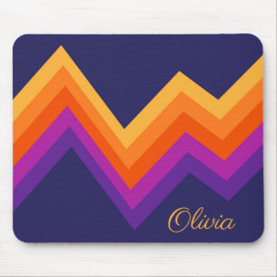 Mousepad Design de roxo, laranja e retro-zigue amarelo