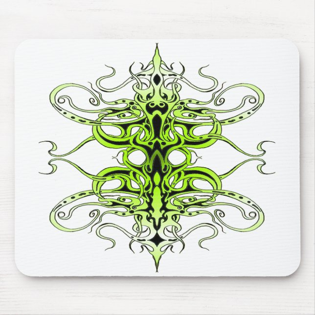 Mousepad Design de Tatuagem Tribal Personalizada Verde (Frente)