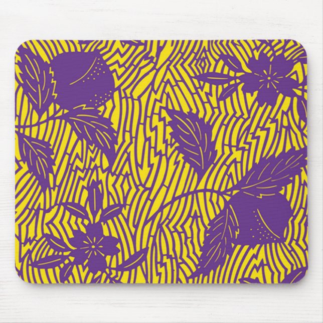 Mousepad Design de têxteis púrpura e amarelo (Frente)