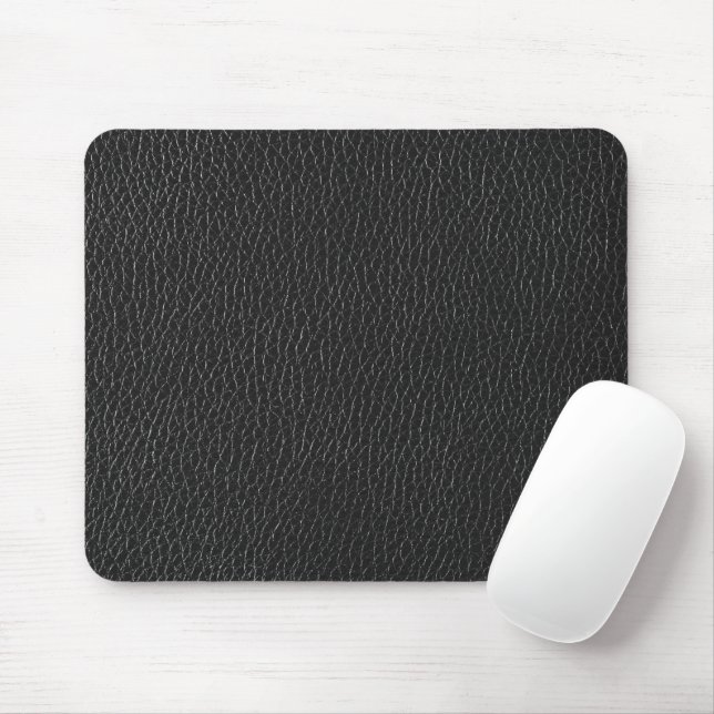 Mousepad Design de Textura de Couro Preto Escuro para Escri (Com mouse)