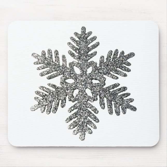 Mousepad Design do Feriado Natal Silver Snowflake Star. (Frente)